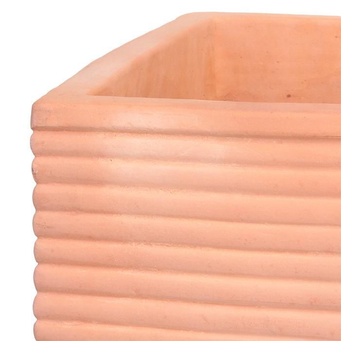 横縞 キューブ型 素焼き鉢 テラコッタ 鉢 特大 43cm〔対角線の長さ60cm
