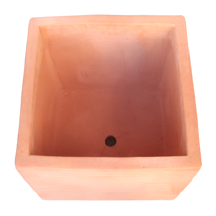横縞 キューブ型 素焼き鉢 テラコッタ 鉢 特大 43cm〔対角線の長さ60cm