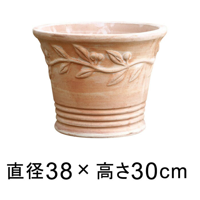 植木鉢 おしゃれ 大型 オリーブポット 素焼き鉢 テラコッタ 大 38cm 17