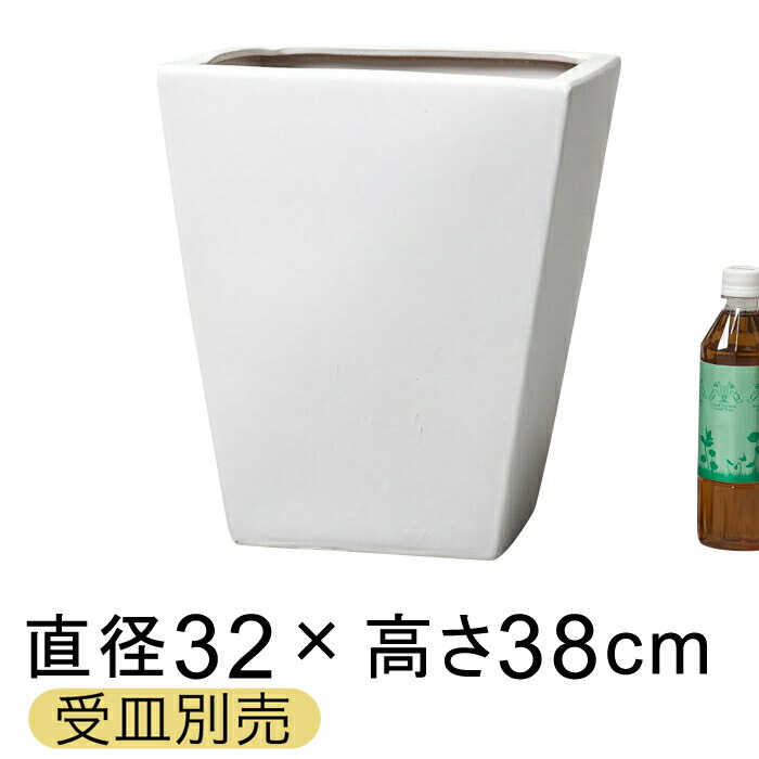 陶器鉢 WY 角型 白 M 32cm〔受皿別売/つや無・マットホワイト〕
