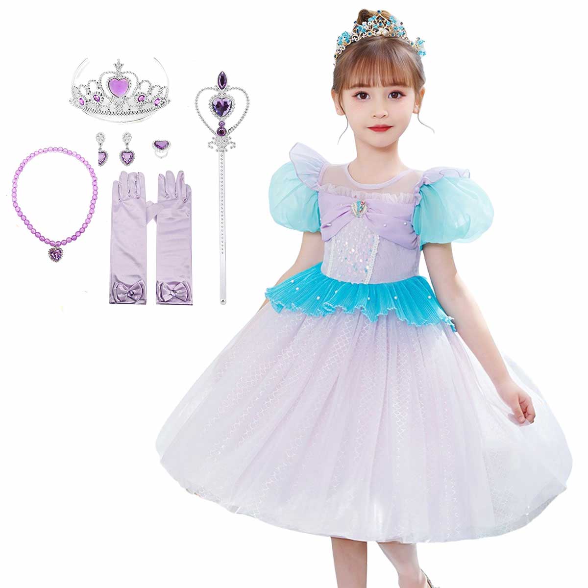 豪華セット】アリエル ドレス 子供 キッズ 人魚姫 半袖 衣装