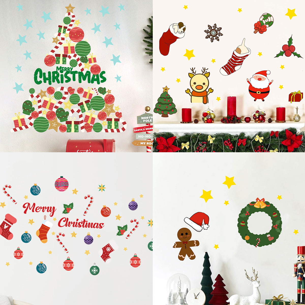 ⭐️❤️クリスマス ステッカー 飾り ウォールステッカー デカール Amazon.co.jp: クリスマスデカール, はがせる3Dウォールステッカー