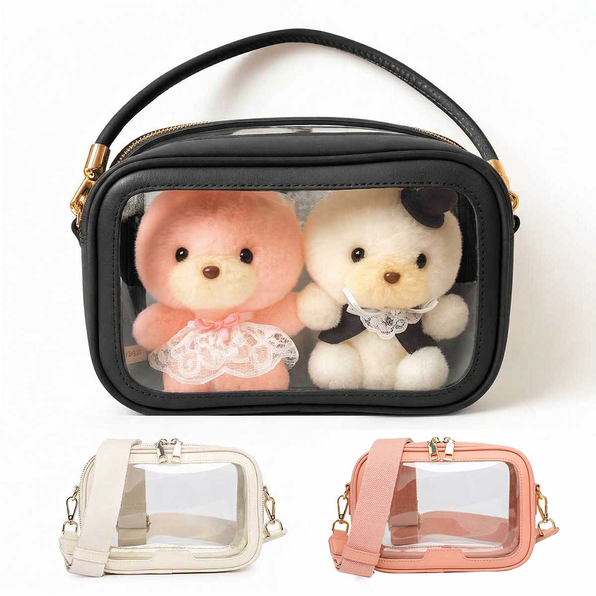 ぬいぐるみポーチ 20cm 15cm 2体 クリアバッグ 大きめ ぬいポーチ 推し