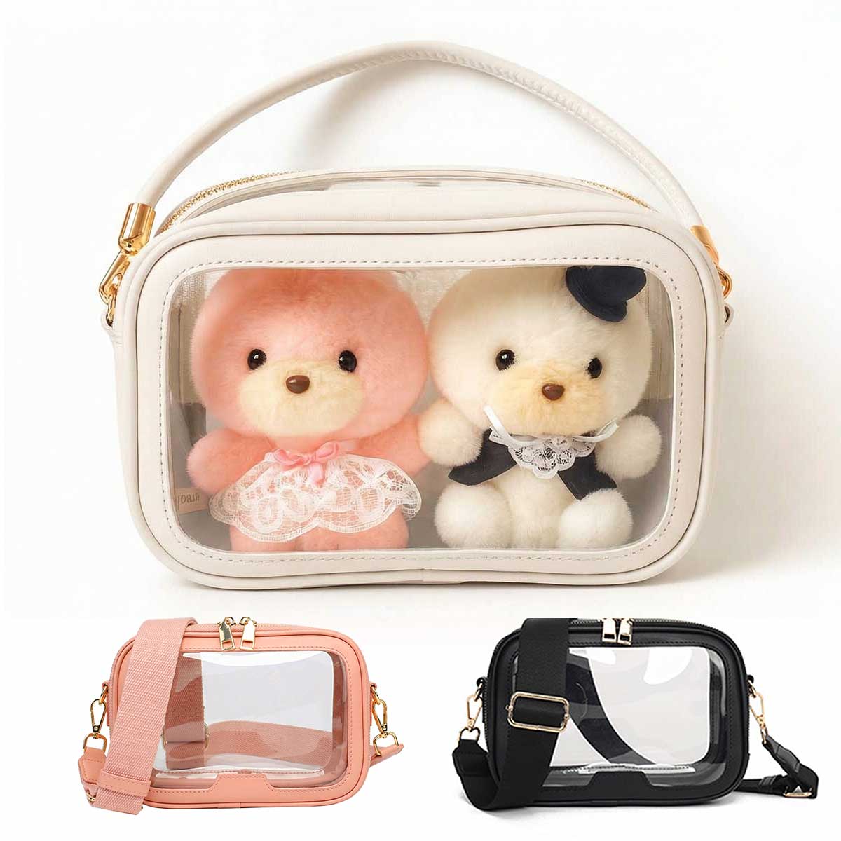 ぬいぐるみポーチ 20cm 15cm 2体 クリアバッグ 大きめ ぬいポーチ 推し