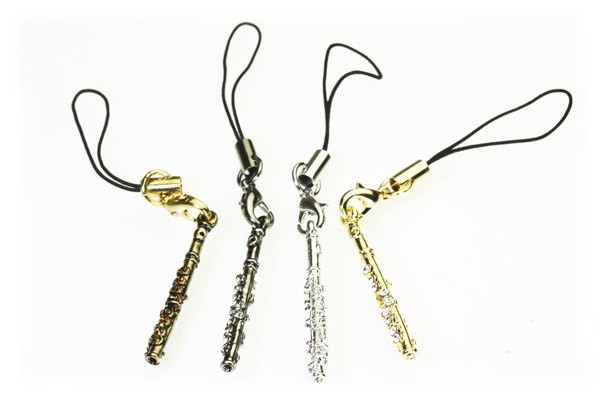 携帯ストラップ フルート アクセサリー 音楽 楽器 スワロフスキー