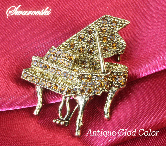 SWAROVSKI（スワロフスキー） ブローチ グランドピアノ 音楽