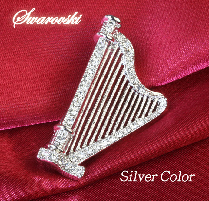 Swarovski ハープモチーフブローチ スワロフスキー ブローチ ハープ 音楽系アクセサリー スワロフスキー