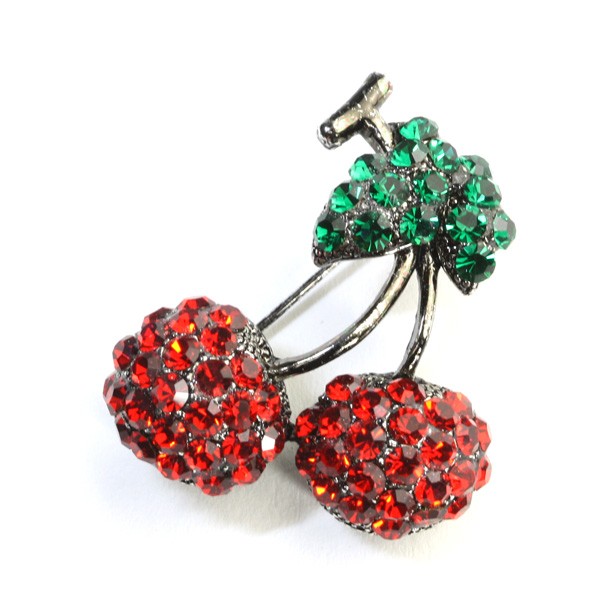 SWAROVSKI（スワロフスキー） ブローチ おしゃれ さくらんぼ チェリー