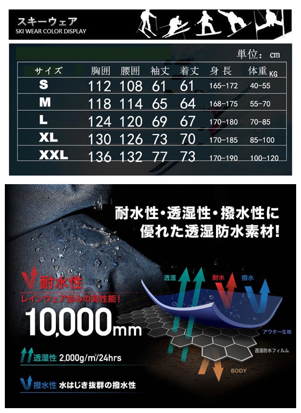 スノーボードウェア メンズ レディース スキーウェア ジャケット 防寒