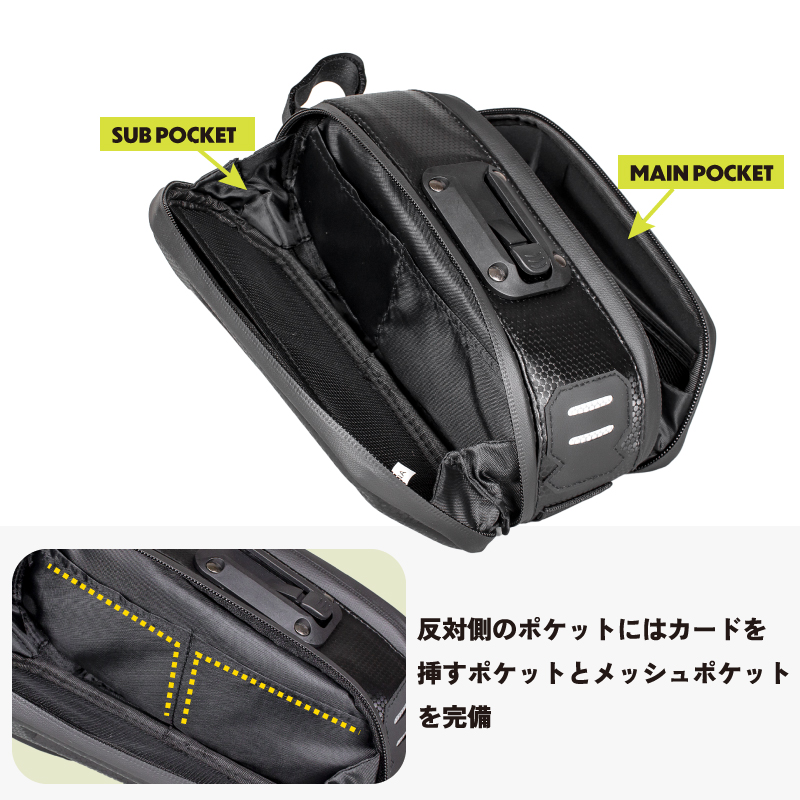 サドルバッグ 自転車 防水 大容量 1.7L クイック脱着 ハードシェル GORIX ゴリックス ロードバイク クロスバイク MTB サドルバック 工具入れ (ANNIE's shell) 関連画像4