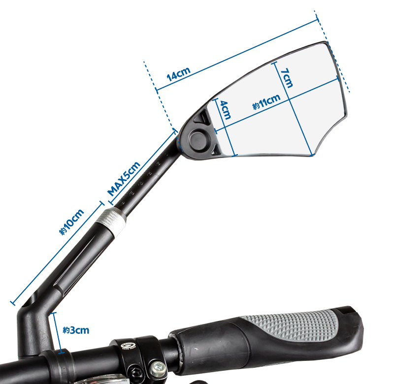 サイクルミラー 自転車用ミラー 右 HD高い視認性 サイドミラー 平面 ロング バックミラー 可動 調整 六角取付(GMIRROR-R988) GORIX ゴリックス｜gottsu｜07