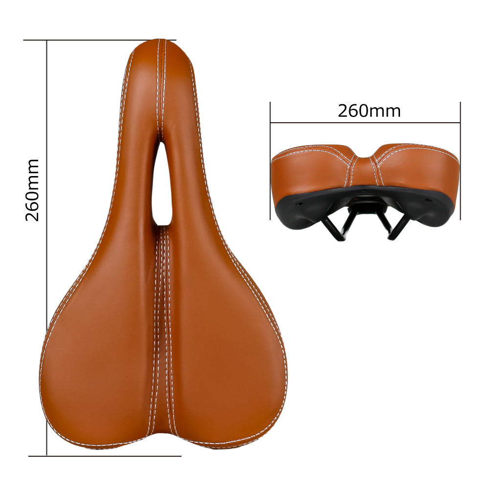 GORIX 送料無料 自転車 サドル ブラウン 痛くない 厚手クッション 穴