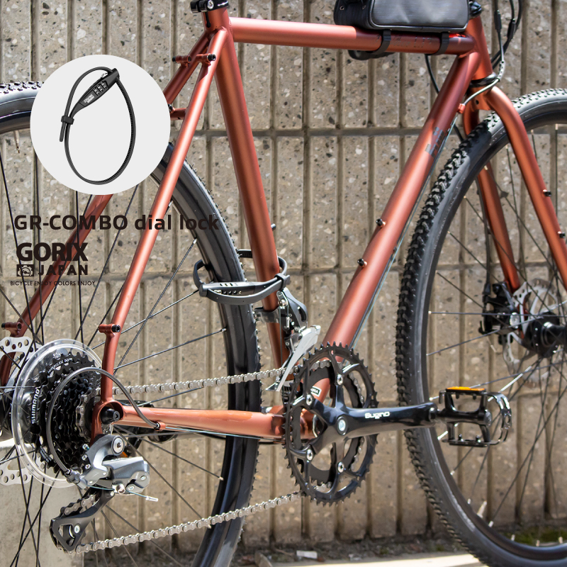【全国送料無料】 GORIX ダイヤルロック 自転車 ロック ダイアル式 鍵 カギ ロードバイク バイク 軽量 ストラップ結束式ロック (GR-COMBO) ヘルメットロック｜gottsu｜02