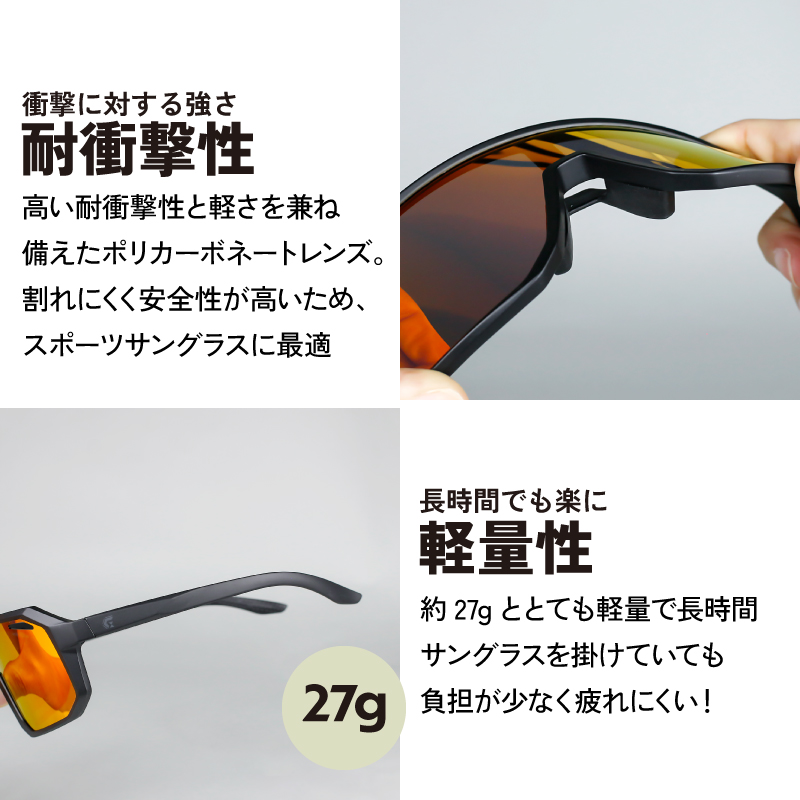 スポーツサングラス 偏光 サングラス メンズ UVカット 大きめ