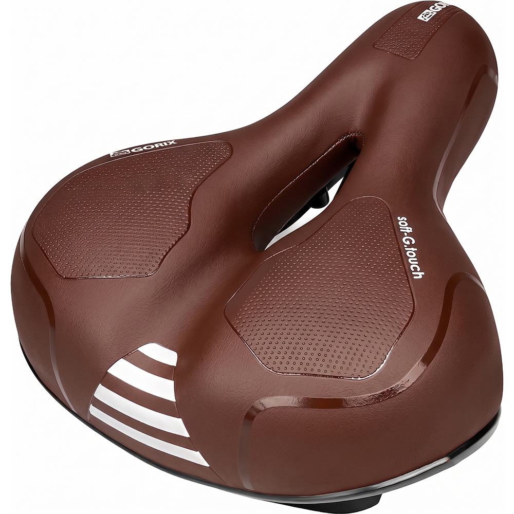 GORIX 自転車サドル 送料無料 お尻痛くない ブラウン 肉厚クッション