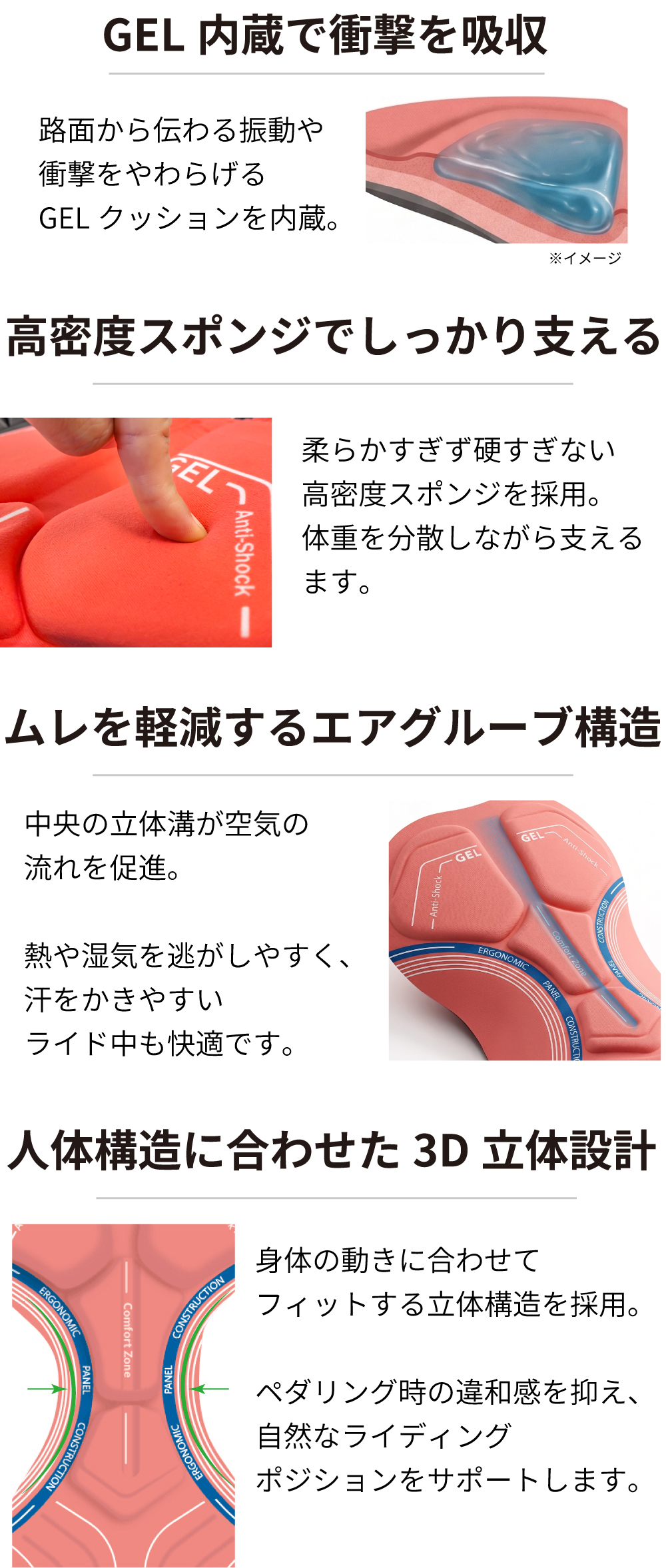 GORIX 送料無料 ビブショーツ サイクルパンツ メンズ 超極厚3Dパッド