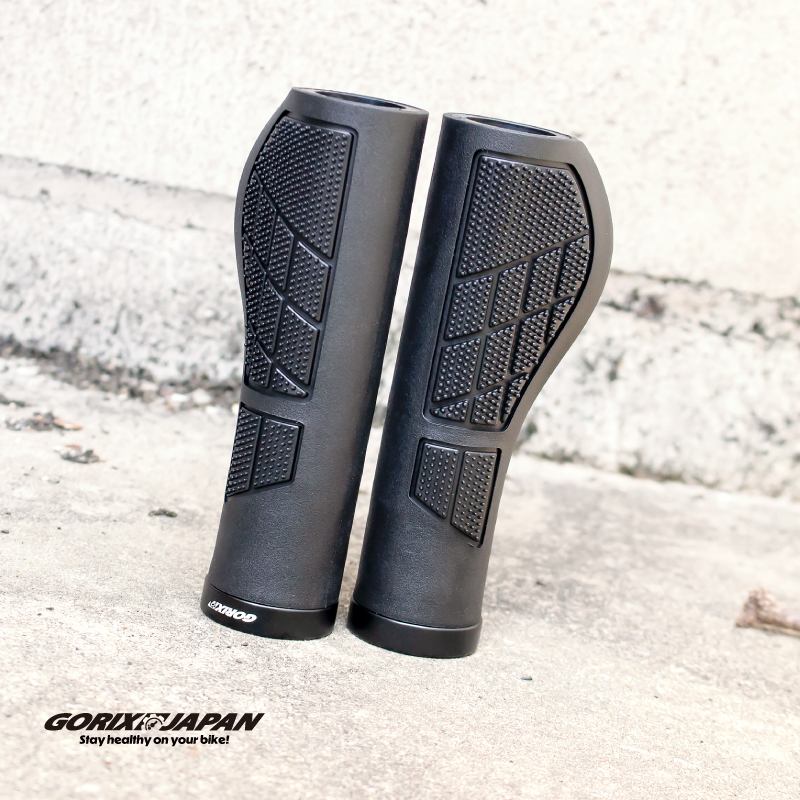 west biking 3Dプリント エルゴハンドルグリップ 黒 GORIX 自転車 グリップ クロスバイク べたべたしない エルゴ 129mm