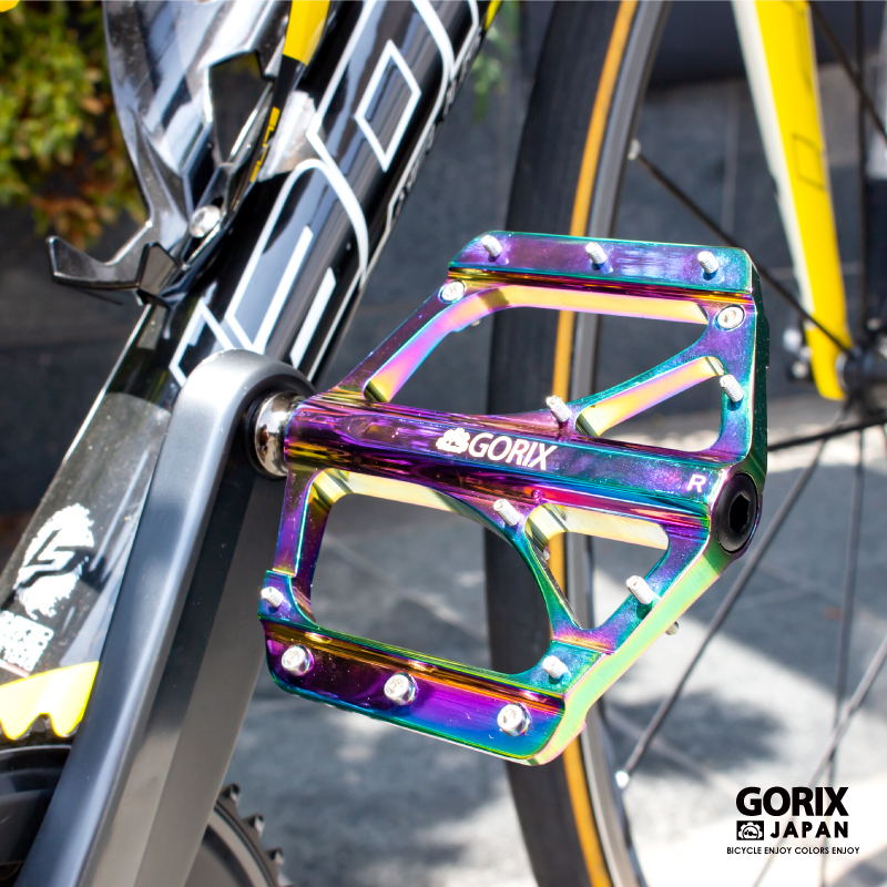 GORIX 自転車ペダル フラットペダル (GX-FX351) CNC加工 アルミ ワイド