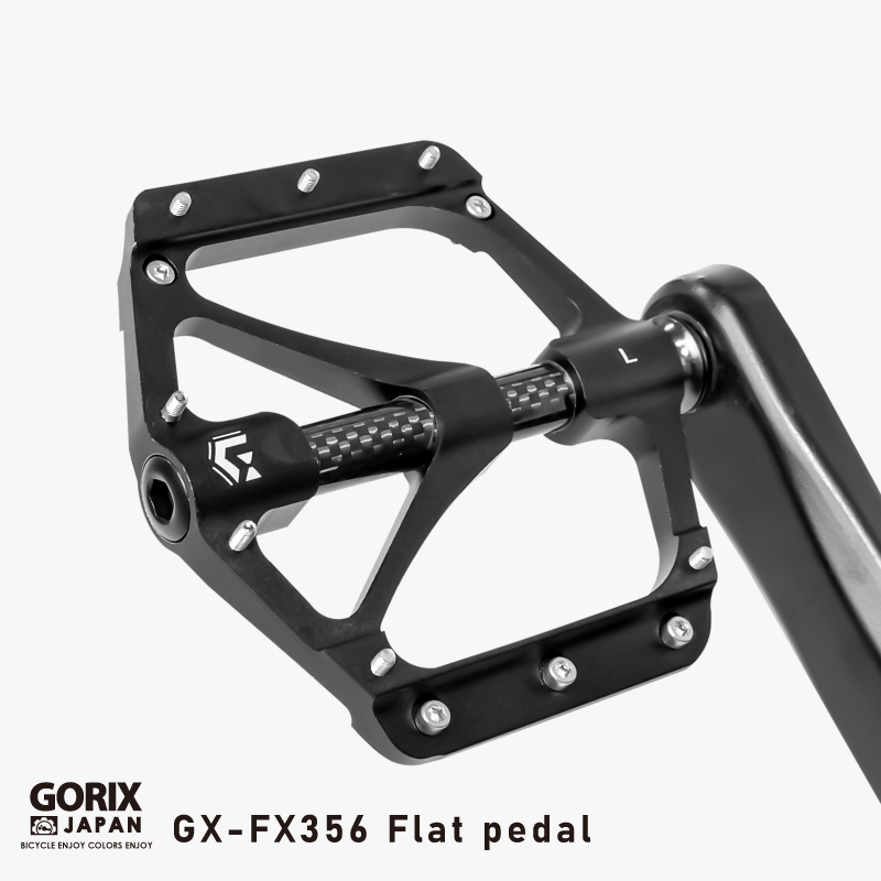 【あすつく 送料無料】GORIX 自転車ペダル 軽量 カーボン炭素繊維センターチューブ軸カバー アルミ 滑り止めピン フラット ペダル(GX-FX356) 滑らかな回転｜gottsu｜14