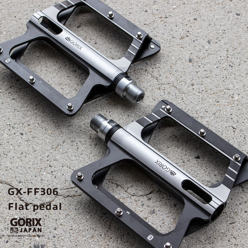 【あすつく】GORIX ゴリックス 自転車ペダル フラットペダル 軽量 アルミ 3ベアリング 滑らかな回転 滑り止め 幅広薄型設計 (GX-FF306) ブラック おしゃれ｜gottsu｜08