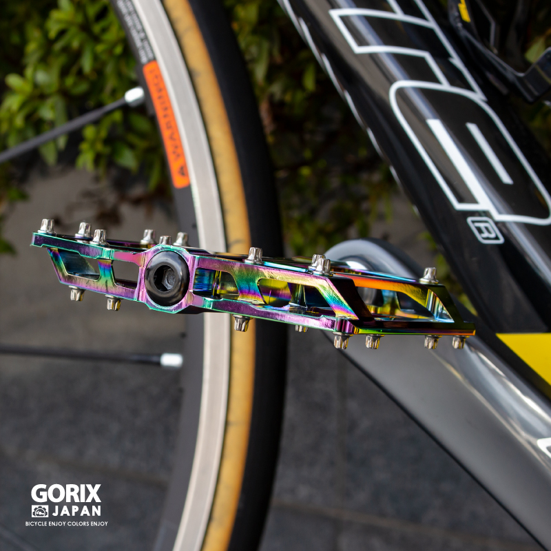 【あすつく 送料無料】GORIX フラットペダル オイルスリック 自転車ペダル (GX-FX181) 軽量 アルミ 3ベアリング 滑り止め ピン付き おしゃれ｜gottsu｜12