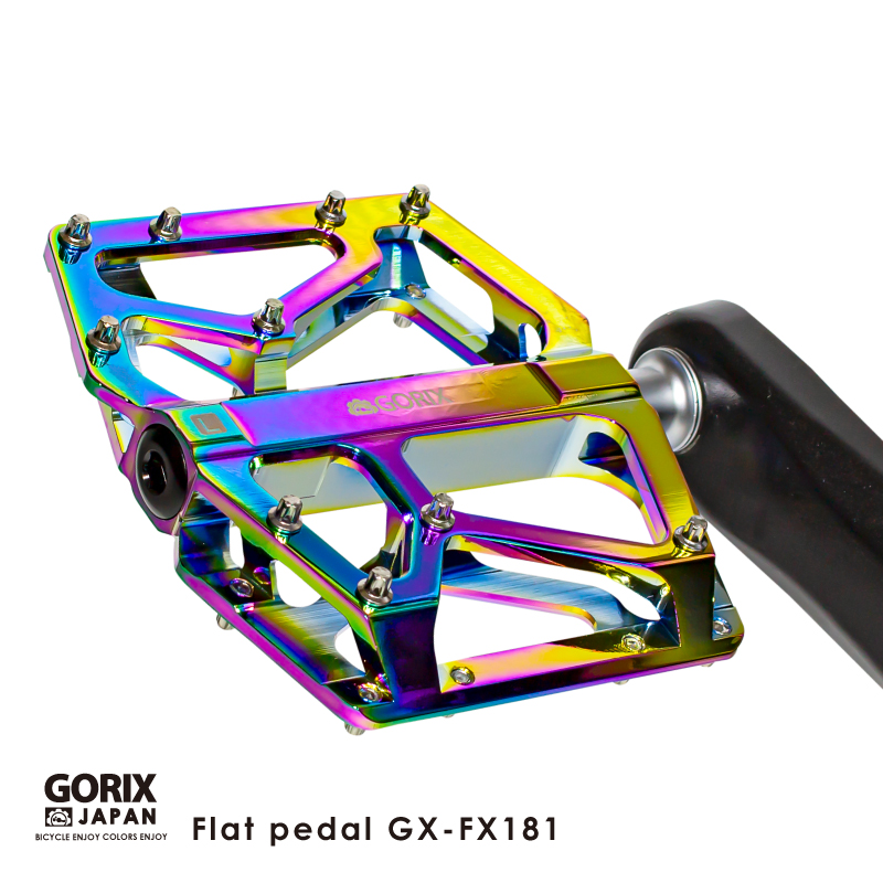 【あすつく 送料無料】GORIX フラットペダル オイルスリック 自転車ペダル (GX-FX181) 軽量 アルミ 3ベアリング 滑り止め ピン付き おしゃれ｜gottsu｜13