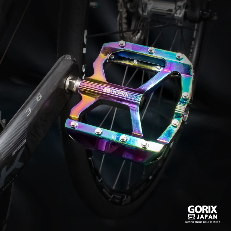 【あすつく】GORIX ゴリックス ペダル 自転車 フラットペダル (GX-FY001)オイルスリック 軽量 アルミ CNC加工 滑り止め スパイクピン ワイド幅 送料無料｜gottsu｜11