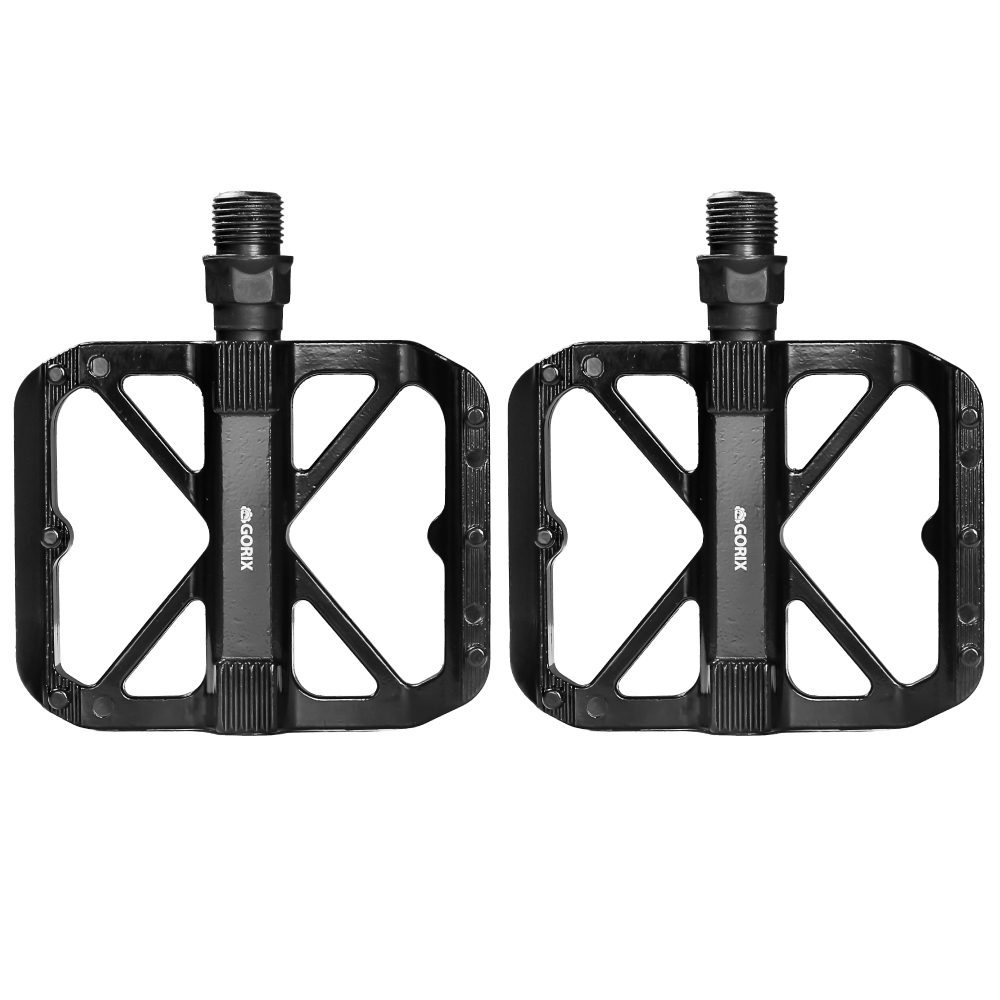 GORIX フラットペダル 自転車ペダル 耐久性 アルミ 薄型 クロモリ軸