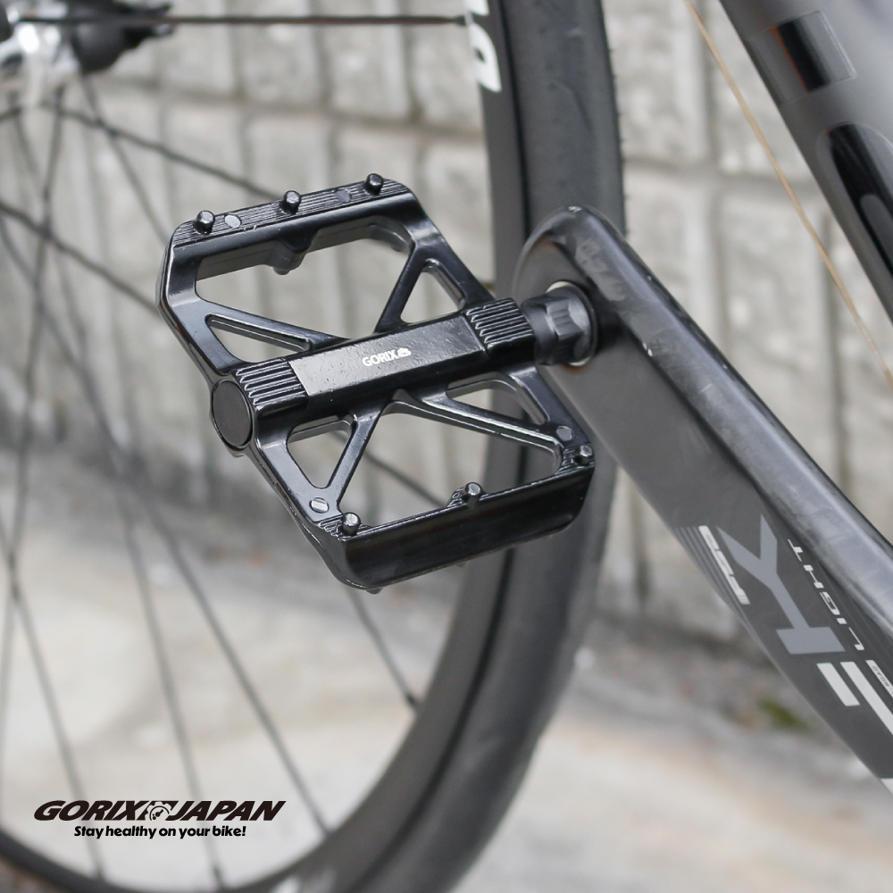 自転車ペダル栄輪業プラットフォームタイプ GORIX フラットペダル 自転車ペダル 耐久性 アルミ 薄型 クロモリ軸