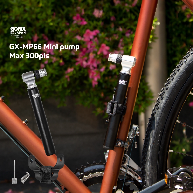 【あすつく】GORIX ゴリックス 自転車携帯空気入れ 高圧 ロードバイク 高圧対応 300pis 携帯ポンプ (GX-MP66) 仏式・米式対応 小型 軽量 ボールニードル付属｜gottsu｜11