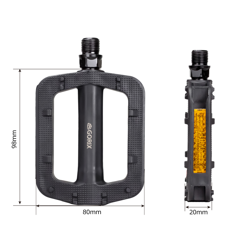 GORIX ペダル 自転車 フラット クロスバイク 反射板 軽量 リフレクター