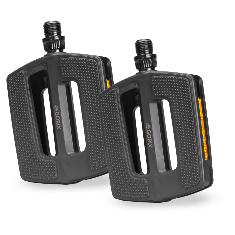 メダル2種類 GORIX ペダル 自転車 フラット ノンスリップ クロスバイク 反射板 軽量