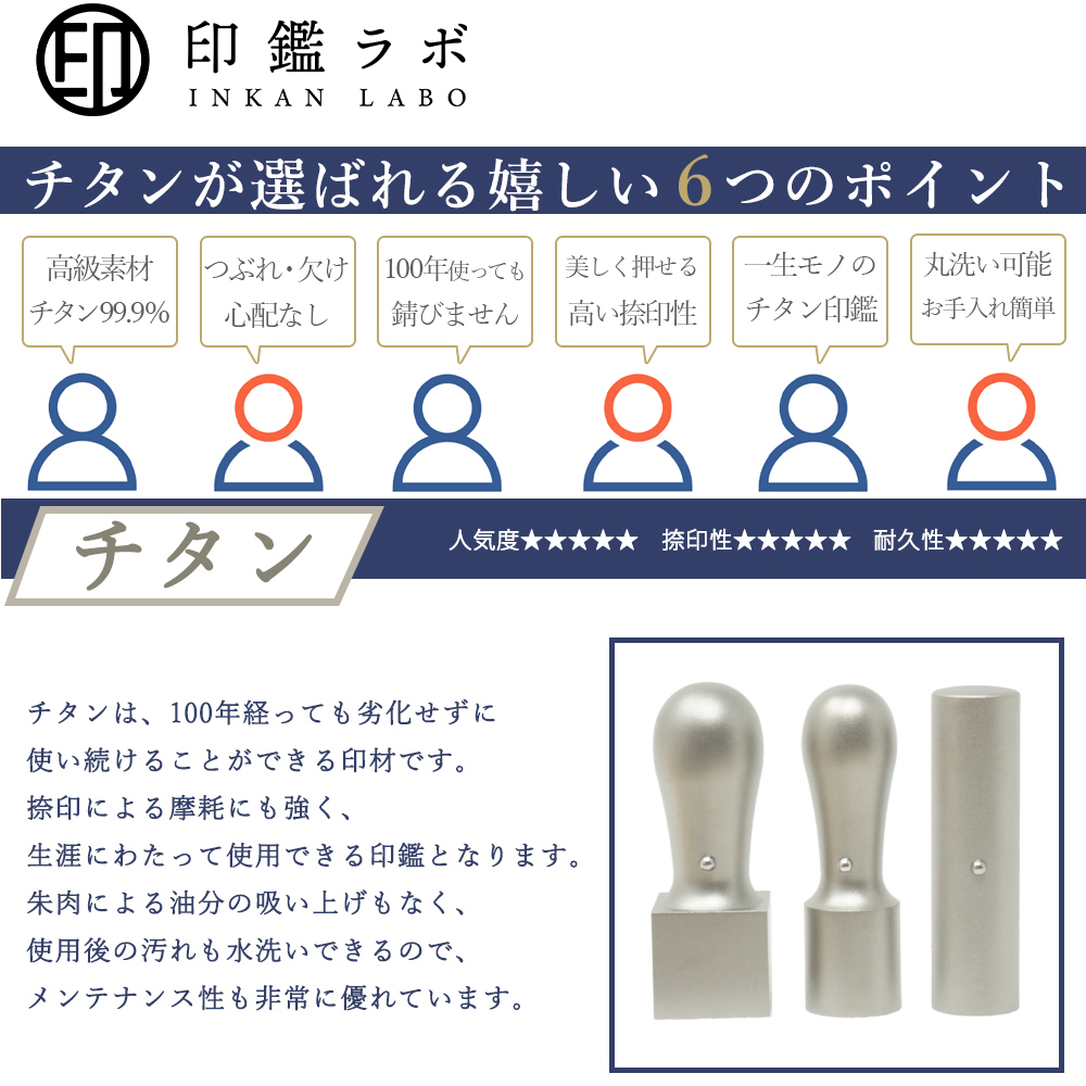 【即日発送】チタン 印鑑 オーダーメイド 10...の詳細画像5