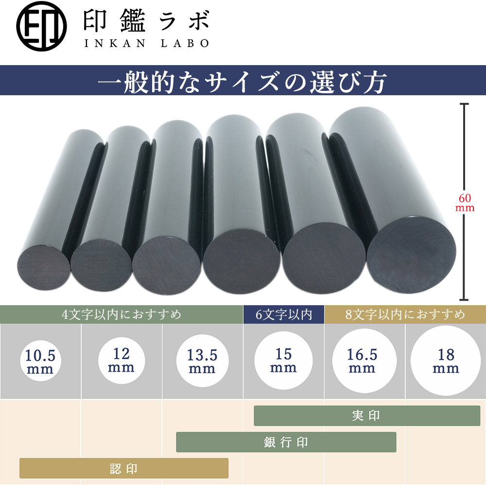 【即日発送】印鑑 実印 銀行印 認印 黒水牛 ...の詳細画像5