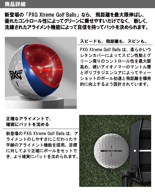 PXG Xtreme Golf Balls プレミアム ゴルフボール 1ダース Amazon | PXG エクストリーム プレミアム ゴルフボール 1ダース