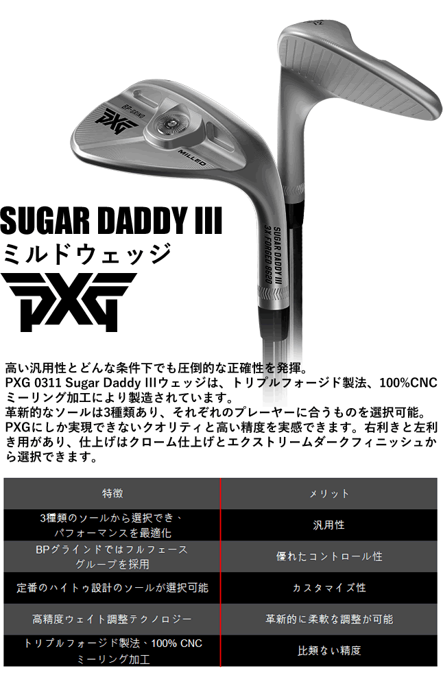 PXG シュガーダディ3 ミルドウェッジ SUGAR DADDY III 0311 MILLED WEDGES モーダス ツアー 105 115  120 NSPRO MODUS TOUR : sugard3-bkms : GOLF-PLUS - 通販 - Yahoo!ショッピング