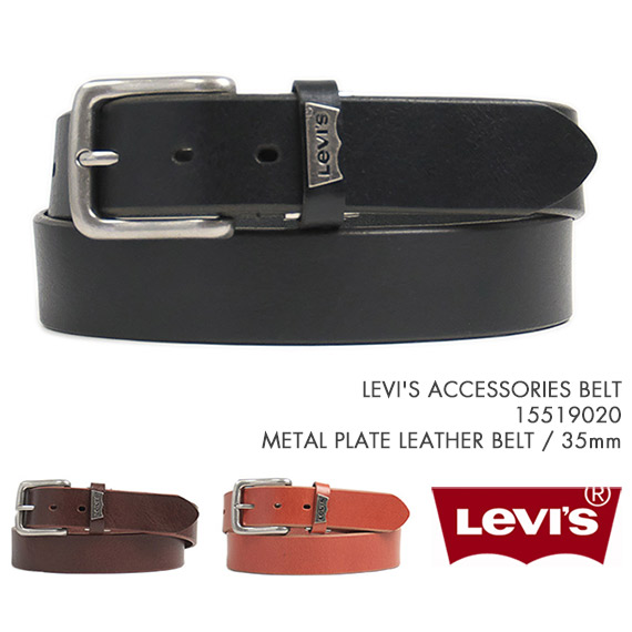 Levi's リーバイス ベルト メタルプレート レザーベルト 35mm