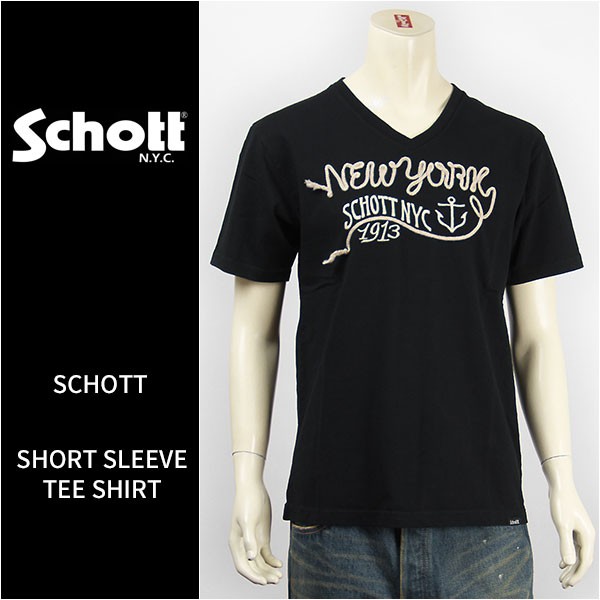 Schott ショット 半袖 刺繍 Ｖネック Ｔシャツ ニューヨーク SCHOTT S