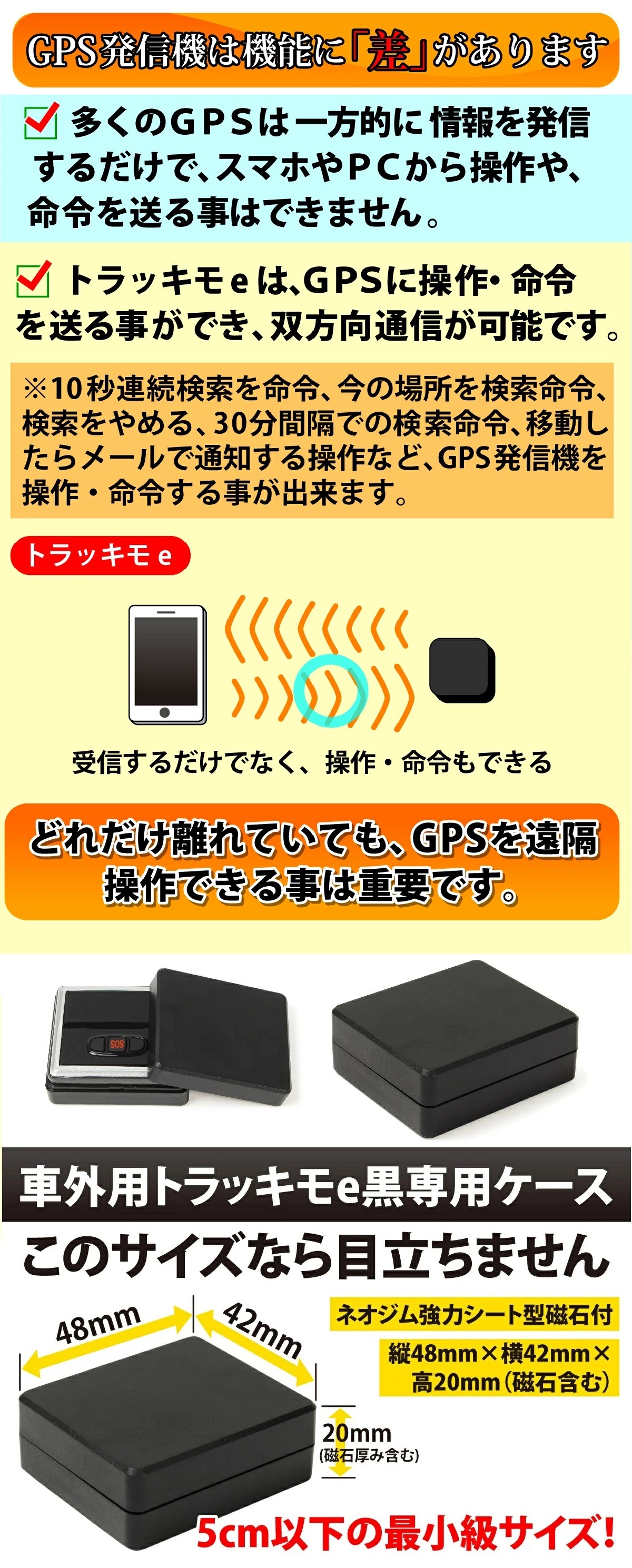 過去最大の大幅値引き開催中！／トラッキモe 10秒検索 高精度 GPS 発信機 超 小型 追跡 浮気 車 GPSトラッカー ケース 車両取付 :  trackimoe : GPSトラン-GPS発信機専門店 - 通販 - Yahoo!ショッピング