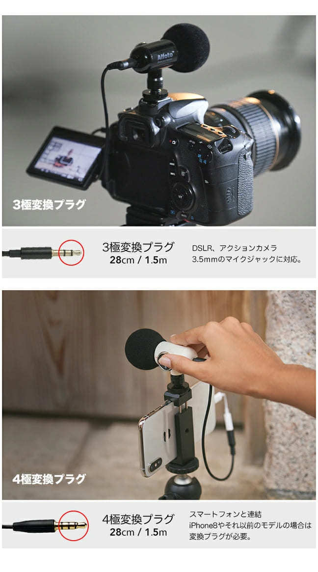 QMic video kit 外付け高性能マイク ASMR 指向性 360度回転 ポータブル