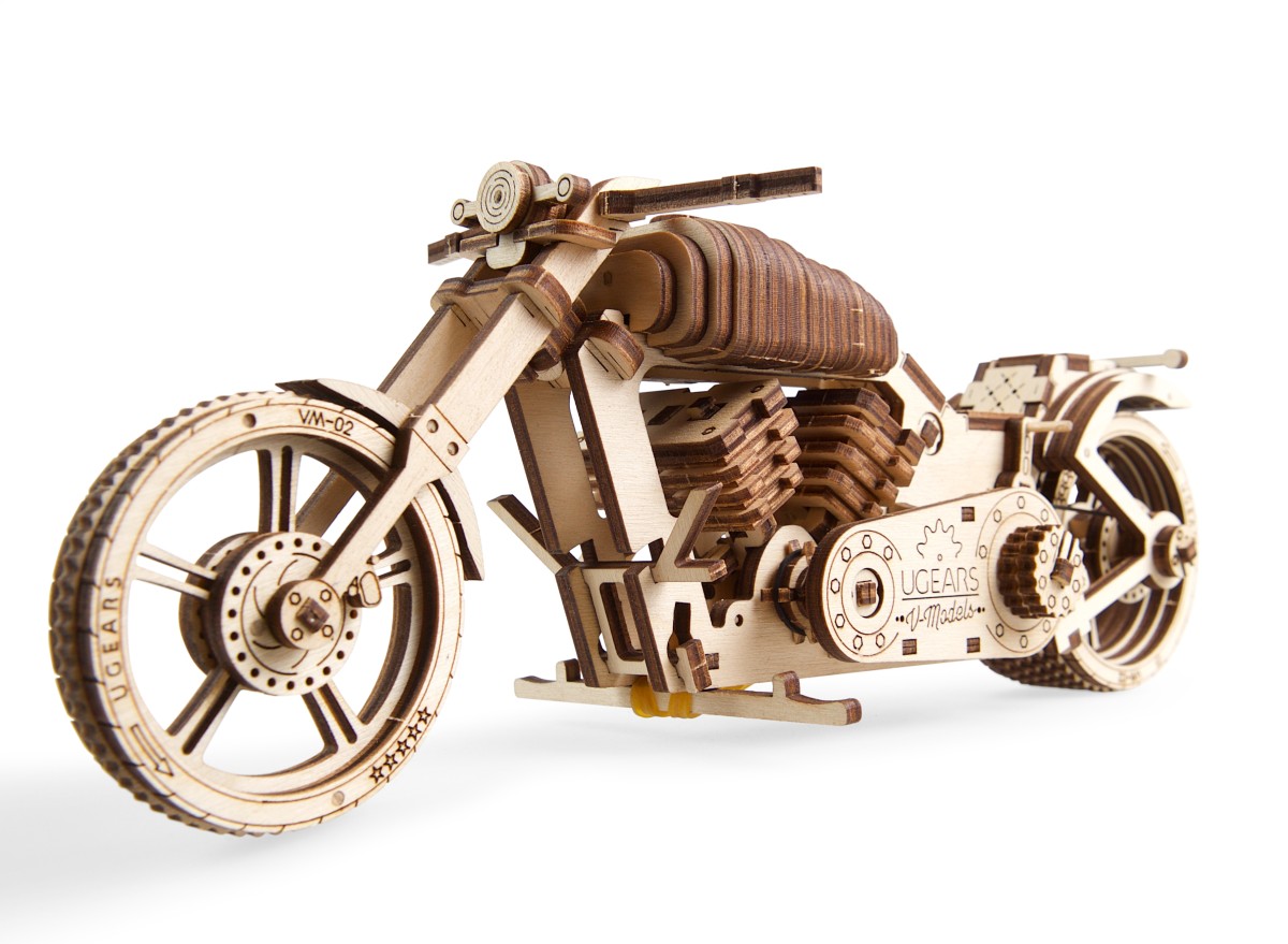 木製バイク☆2台 組み立てキット バイク 70051 Bike VM-02 パズル工作 時計 知育