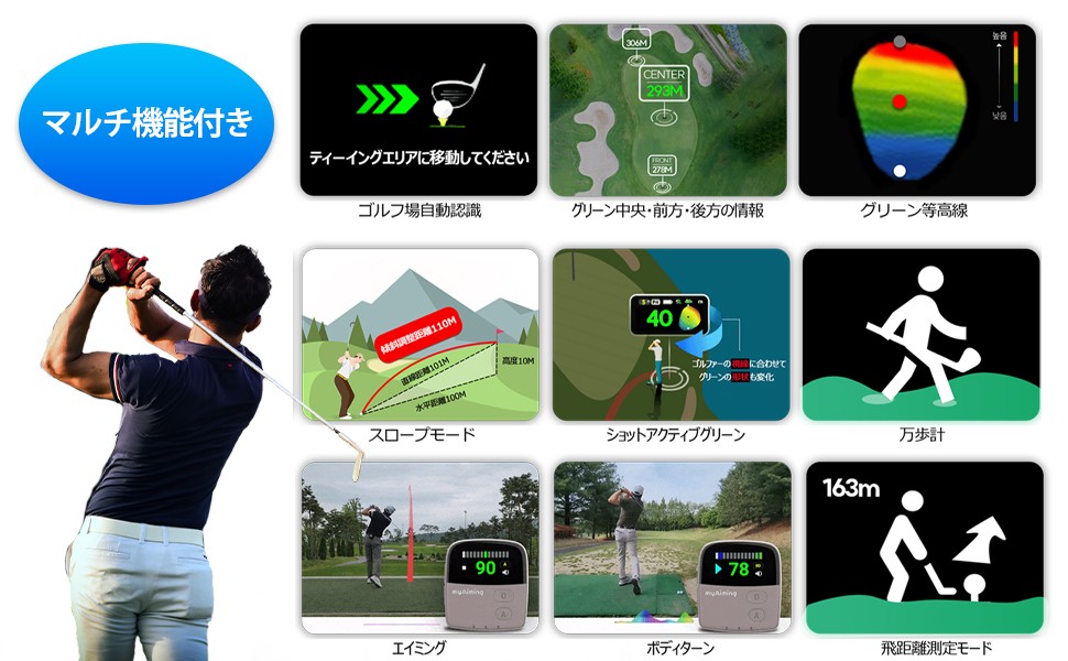 ゴルフアイテム ゴルフ距離計 エイミング スイング分析 距離測定器