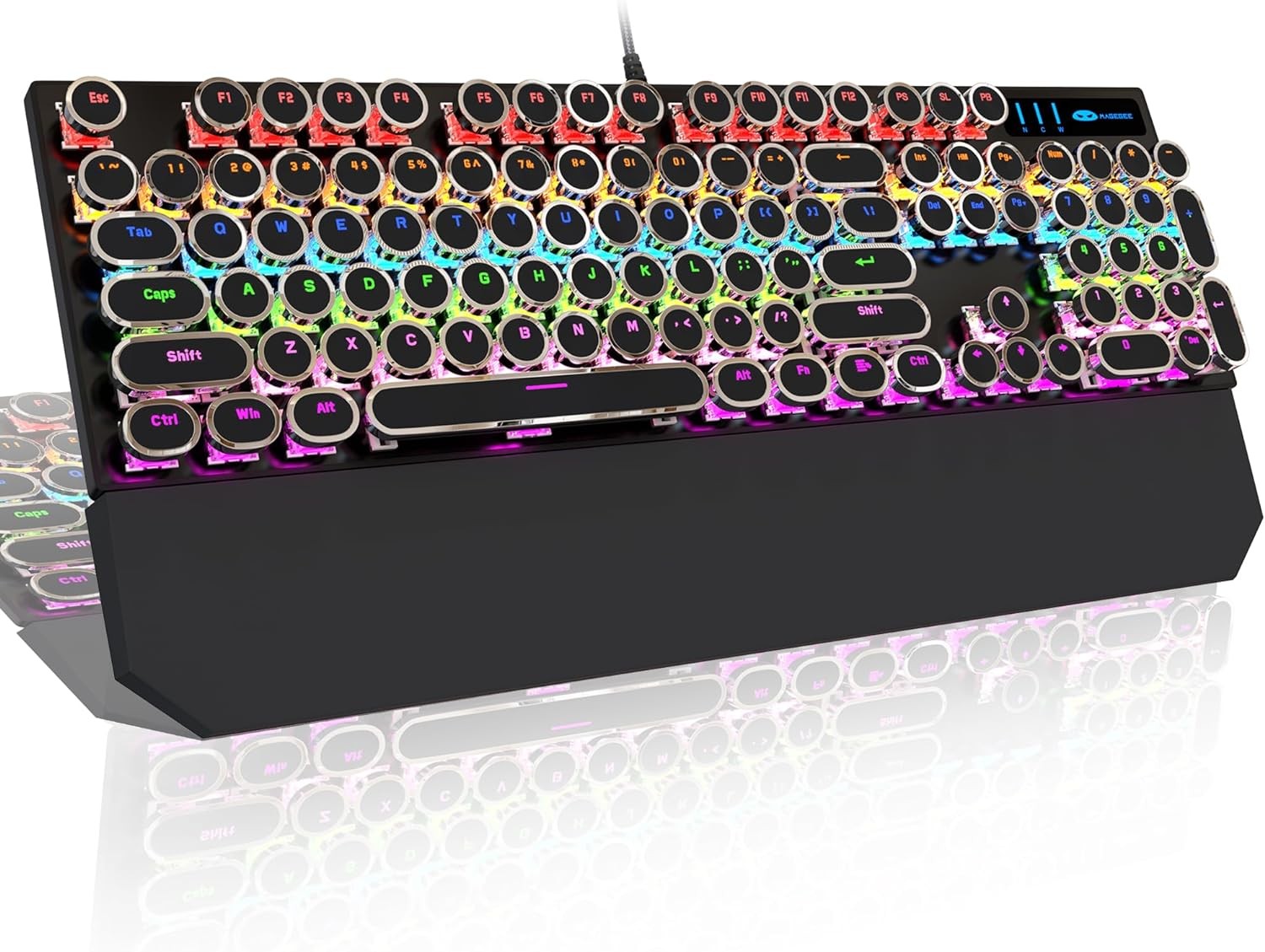 MageGee タイプライター メカニカルゲーミングキーボード青軸 ラウンド