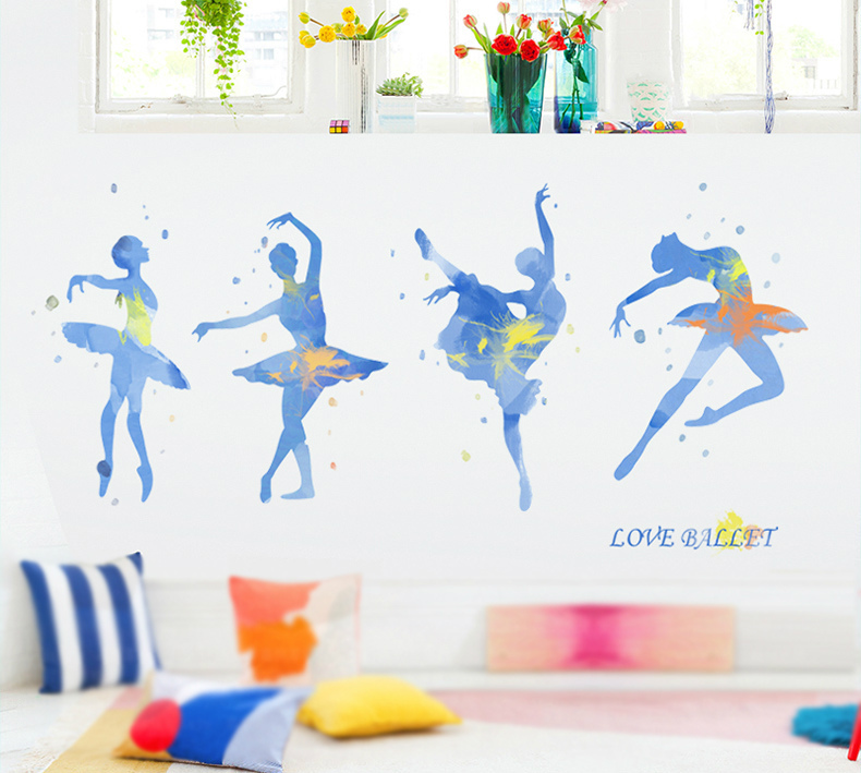 インテリア 雑貨 ウォールステッカー ルームデコ 壁紙デコ 壁紙シール バレリーナ シルエット 華やか ブルー オレンジ イエローカフェ風 Agm48 Agm48 Gracefulsmile Home 通販 Yahoo ショッピング