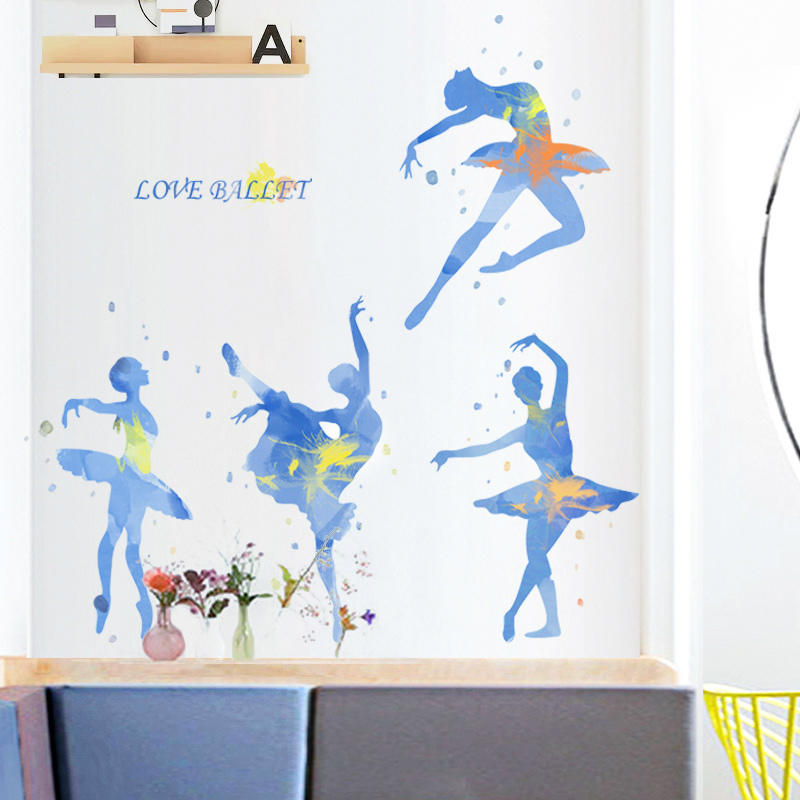 インテリア 雑貨 ウォールステッカー ルームデコ 壁紙デコ 壁紙シール バレリーナ シルエット 華やか ブルー オレンジ イエローカフェ風 Agm48 Agm48 Gracefulsmile Home 通販 Yahoo ショッピング