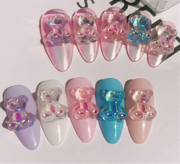 ネイルジュエリー ネイルパーツ ビジュー デコパーツ セット 福袋 クマ くま テディベア クリア キュート ピンク ブルー オーロラ Aea62 Aea62 ライバルはデパートgracefulsmile 通販 Yahoo ショッピング
