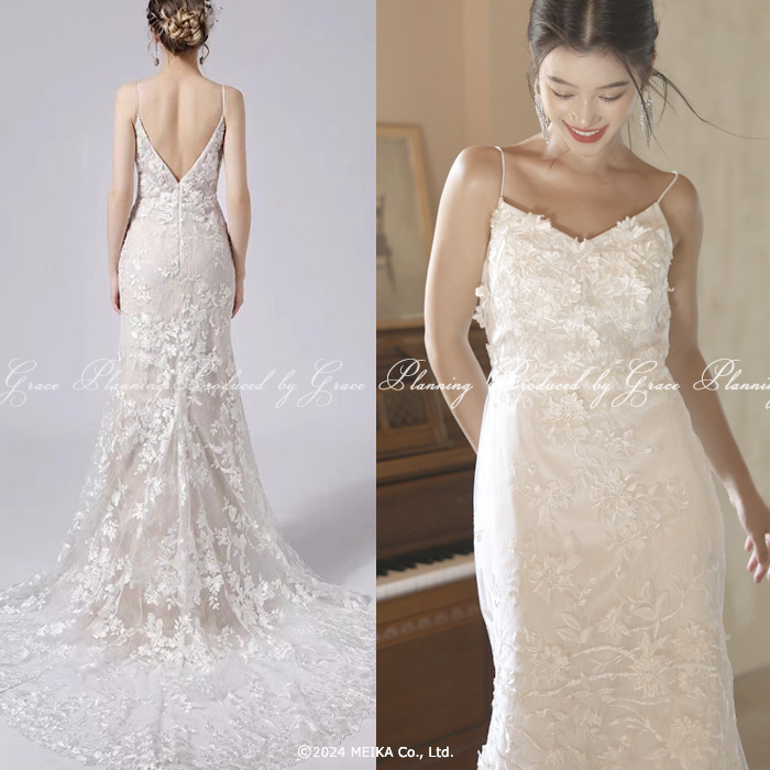 即日発送】ウェディングドレス マーメイド ロングトレーン 家族挙式