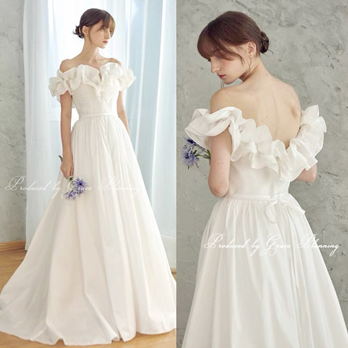 即日発送】ウエディングドレス オフショルダー フォトウェディング