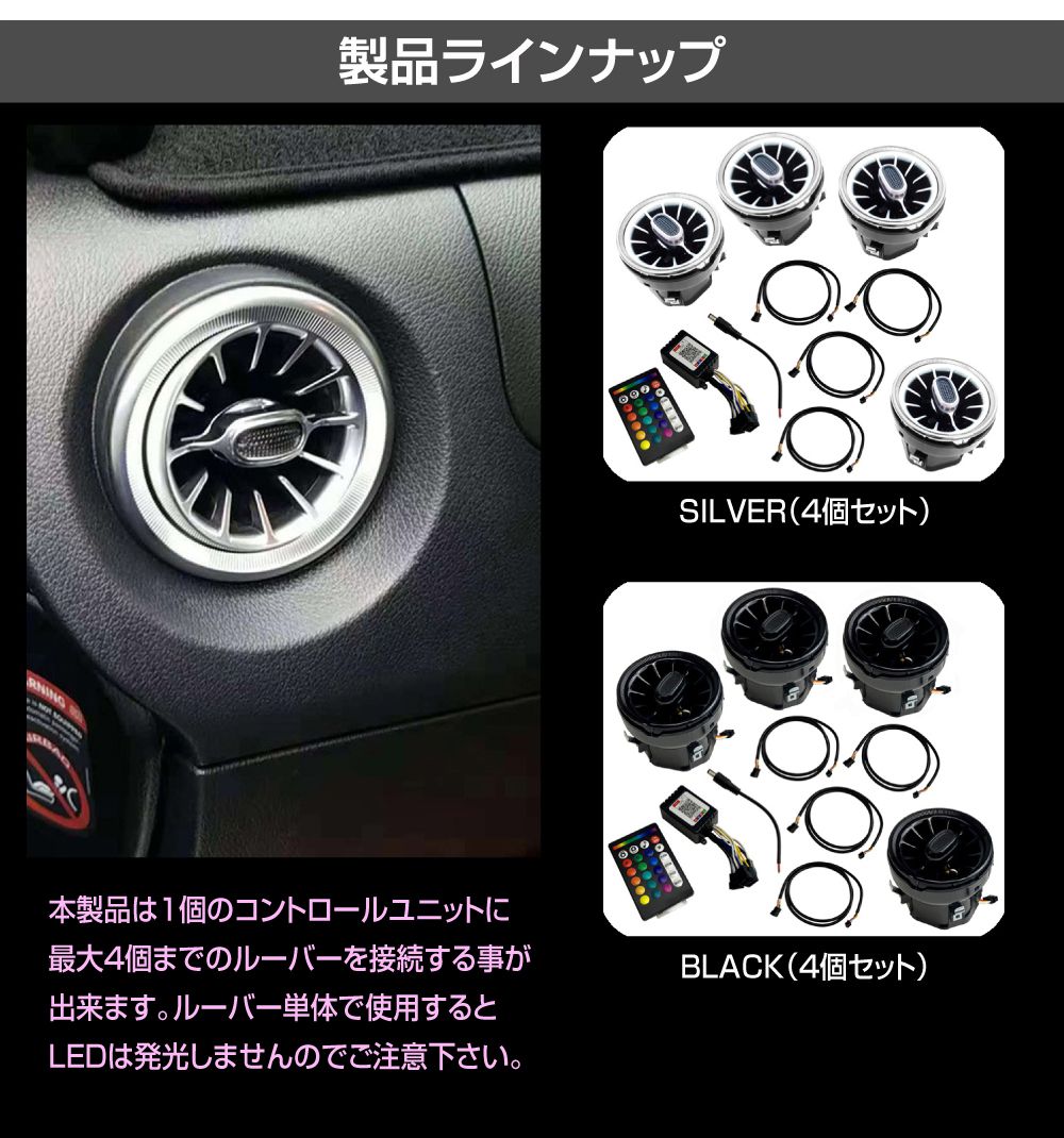 車 カスタム ルーバー エアコンルーバー 吹き出し口 オーバル LED