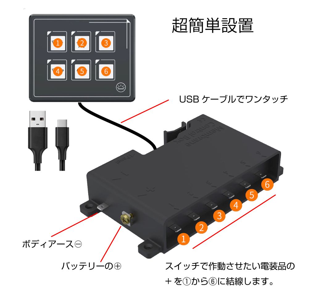 キャンピングカーパーツ 防水 6連コントロールスイッチパネル DC11V